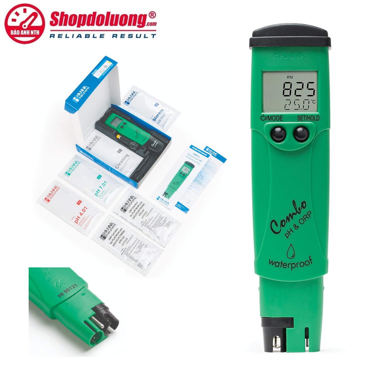 Bút Đo pH - ORP và Nhiệt Độ HANNA HI98121 8 shopdoluong.com-Bút Đo pH - ORP và Nhiệt Độ HANNA HI98121