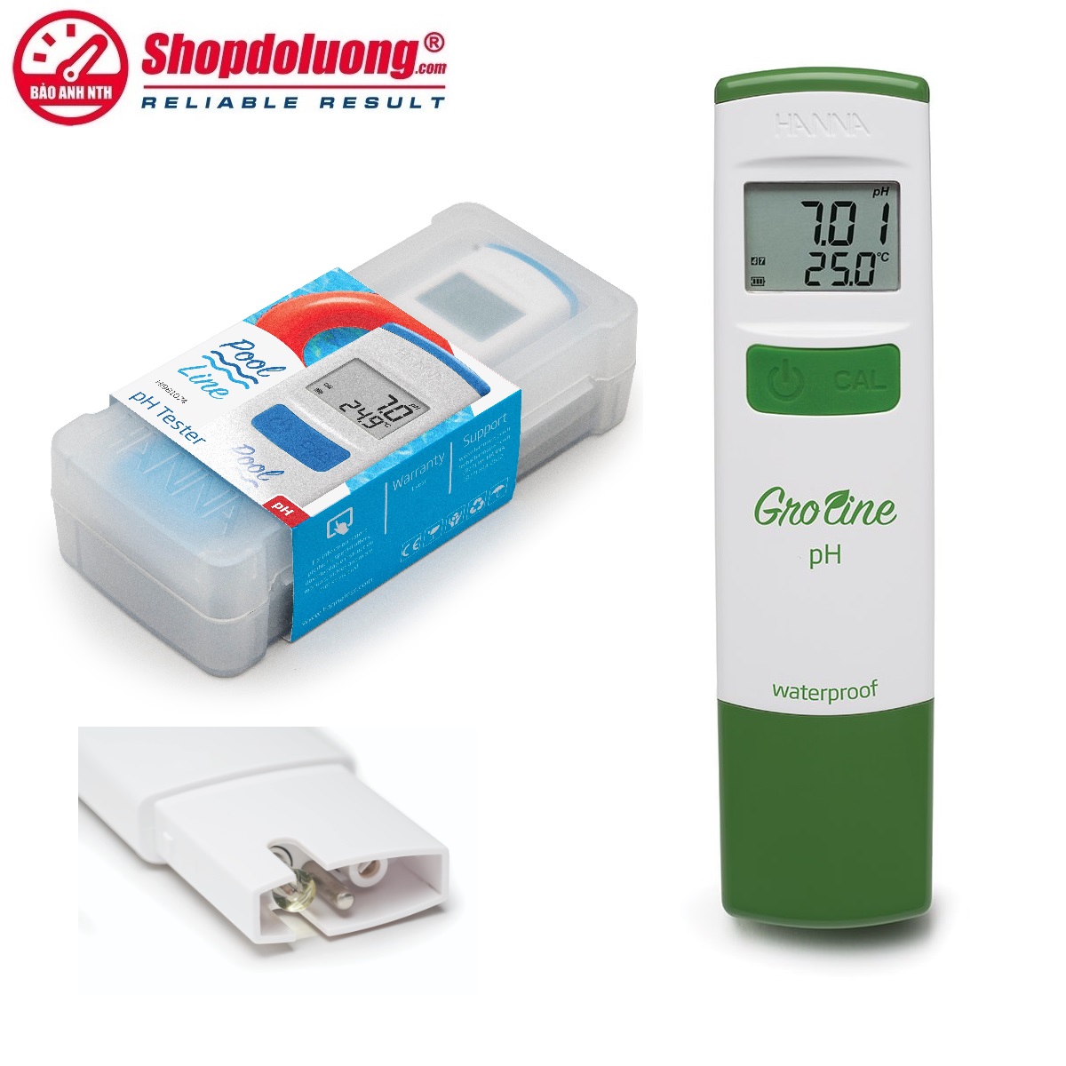 BÚT ĐO EC/TDS/NHIỆT ĐỘ THUỶ SẢN HANNA HI98318 8 shopdoluong.com-Bút Đo pH và Nhiệt Độ Cho Thủy Canh GroLine HANNA HI98118