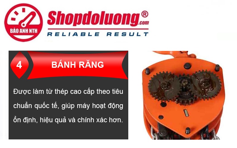 Pa Lăng Xích Kéo Tay NITTO 1 Tấn 5 Mét 24 shopdoluong.com-Pa Lăng Xích Kéo Tay NITTO Cấu Tạo Hộp số và Bánh Răng
