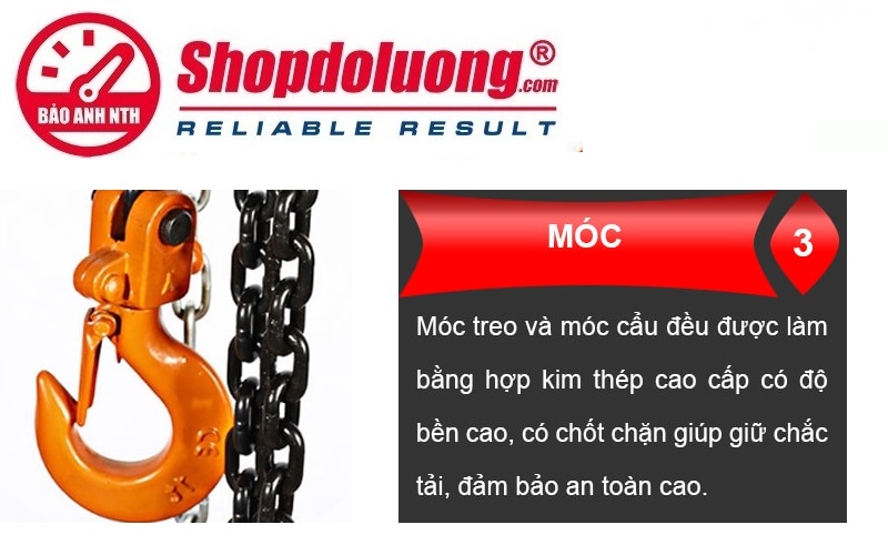 Pa Lăng Xích Kéo Tay NITTO 1 Tấn 5 Mét 23 shopdoluong.com-Pa Lăng Xích Kéo Tay NITTO Cấu Tạo Móc Khoá