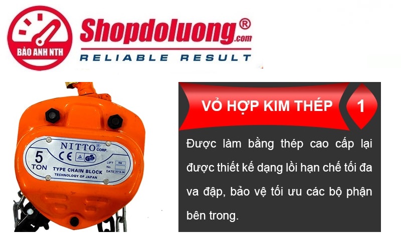 Pa Lăng Xích Kéo Tay NITTO 1 Tấn 5 Mét 21 shopdoluong.com-Pa Lăng Xích Kéo Tay NITTO Cấu Tạo Vỏ
