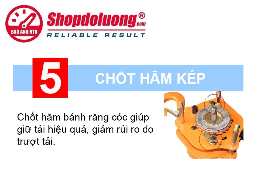 Pa Lăng Xích Lắc Tay NITTO 0.75 Tấn 1.5 Mét 25 shopdoluong.com-Pa Lăng Xích Lắc Tay NITTO Chốt hãm bánh cóc chắc chắn