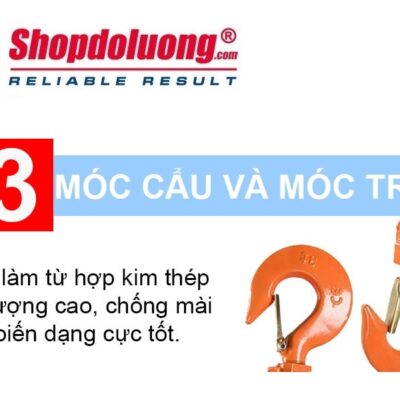Pa Lăng Xích Lắc Tay NITTO 0.75 Tấn 1.5 Mét 11 shopdoluong.com-Pa Lăng Xích Lắc Tay NITTO Móc cẩu có khoá chống trượt được đúc bằng thép.
