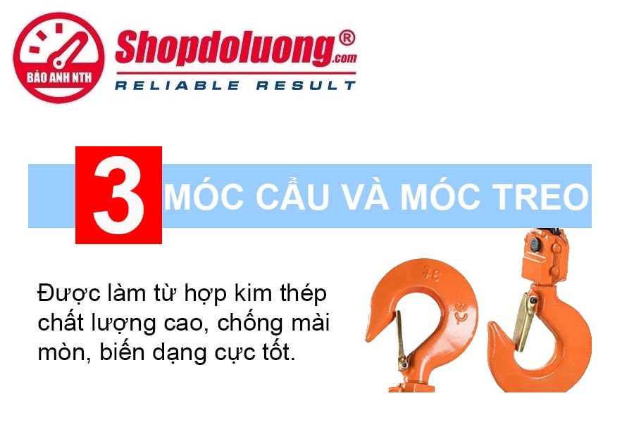 Pa Lăng Xích Lắc Tay NITTO 0.75 Tấn 1.5 Mét 23 shopdoluong.com-Pa Lăng Xích Lắc Tay NITTO Móc cẩu có khoá chống trượt được đúc bằng thép.