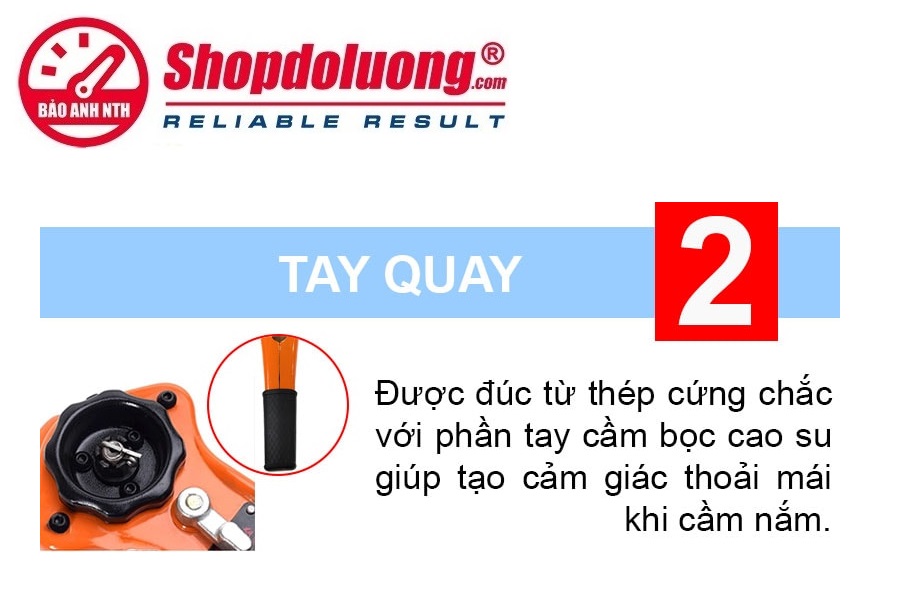 Pa Lăng Xích Lắc Tay NITTO 0.75 Tấn 1.5 Mét 22 shopdoluong.com-Pa Lăng Xích Lắc Tay NITTO Tay quay bọc cao su và tay được đúc bằng thép.