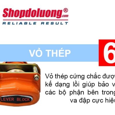 Pa Lăng Xích Lắc Tay NITTO 0.75 Tấn 1.5 Mét 14 shopdoluong.com-Pa Lăng Xích Lắc Tay NITTO Vỏ được gia công bằng thép tránh va đập.