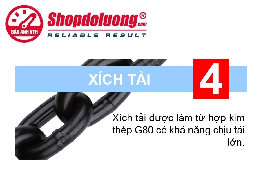 Pa Lăng Xích Lắc Tay NITTO 0.75 Tấn 1.5 Mét 24 shopdoluong.com-Pa Lăng Xích Lắc Tay NITTO Xích cẩu được lằm bằng thép hợp kim G80