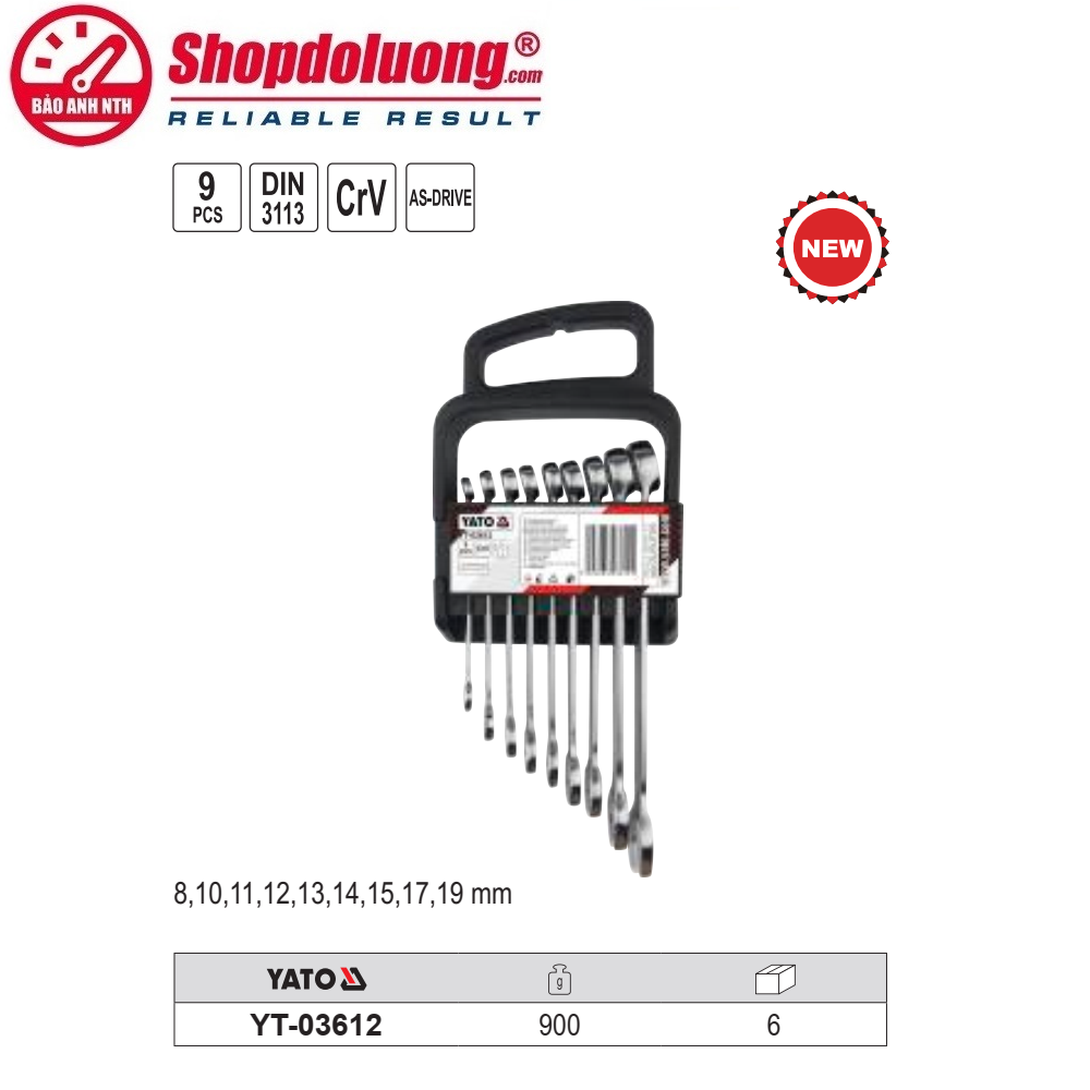 Bộ Cờ Lê 2 Đầu Vòng Miệng 9 Chi Tiết YATO YT-03612 (8-19mm) 11 shopdoluong.com-Bộ Cờ Lê 2 Đầu Vòng Miệng 9 Chi Tiết YATO YT-03612 (8-19mm).