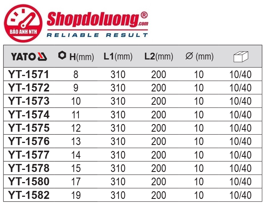 Cờ Lê Ống Điếu Tay T YATO YT-1571 (8mm) 11 shopdoluong.com-Cờ Lê Ống Điếu Tay T YATO YT-15XX