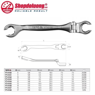 shopdoluong.com-Cờ Lê 2 Đầu Miệng Loe Tự Lắc YATO YT-0188 (17mm)