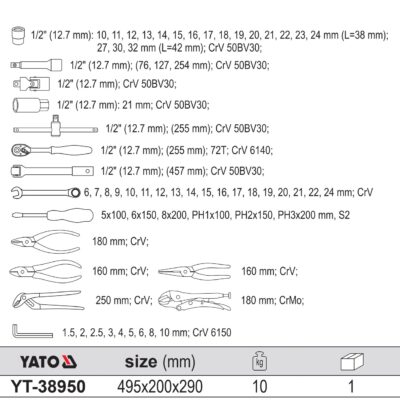 shopdoluong.com-Thùng Đồ Nghề Sửa Chữa 64 Chi Tiết YATO YT-38950.