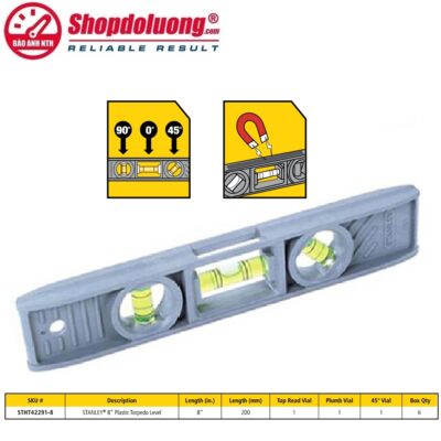 shopdoluong.com-Thước Thủy Cán Nhựa ABS Có Từ STANLEY STHT42291-8 (20cm)