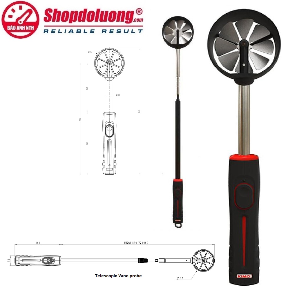 ĐẦU ĐO NHIỆT ĐỘ-TỐC ĐỘ GIÓ DẠNG CÁNH QUẠT Ø70mm KIMO SHF70 8 shopdoluong.com-ĐẦU ĐO NHIỆT ĐỘ-TỐC ĐỘ GIÓ DẠNG CÁNH QUẠT Ø70mm KIMO SH70