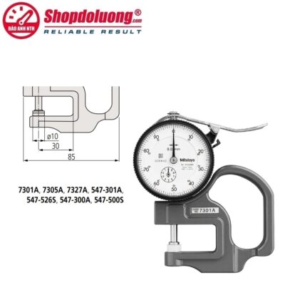 shopdoluong.com-ĐỒNG HỒ ĐO ĐỘ DÀY VẬT LIỆU KIỂU CƠ MITUTOYO 7305A (0~20mm/0.01mm)