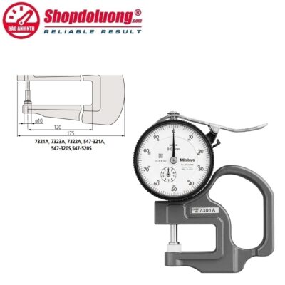 shopdoluong.com-ĐỒNG HỒ ĐO ĐỘ DÀY VẬT LIỆU KIỂU CƠ MITUTOYO 7301A (0~10mm/0.01mm)