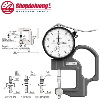 shopdoluong.com-ĐỒNG HỒ ĐO ĐỘ DÀY VẬT LIỆU KIỂU CƠ MITUTOYO 7313A (0~10mm/0.01mm)