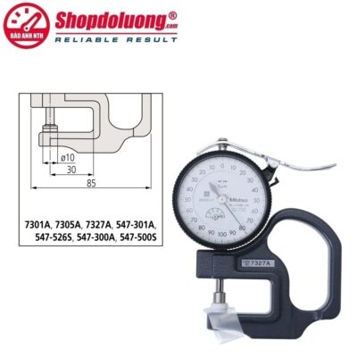 shopdoluong.com-ĐỒNG HỒ ĐO ĐỘ DÀY VẬT LIỆU KIỂU CƠ MITUTOYO 7327A (0~1mm/0.001mm)