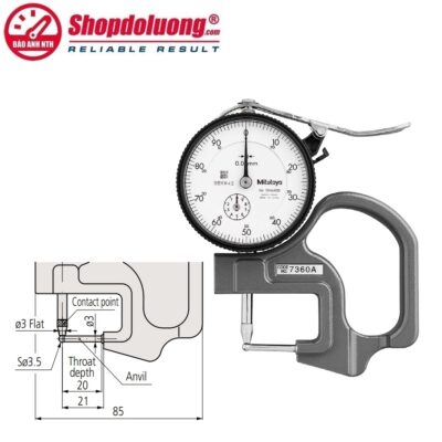 shopdoluong.com-ĐỒNG HỒ ĐO ĐỘ DÀY VẬT LIỆU KIỂU CƠ MITUTOYO 7360A (0~10mm/0.01mm)