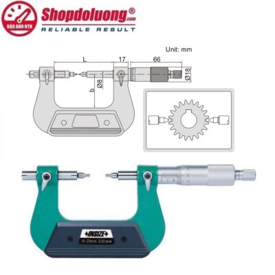shopdoluong.com-PANME CƠ KHÍ ĐO BÁNH RĂNG INSIZE 3291-175 (150-175mm/7μm)