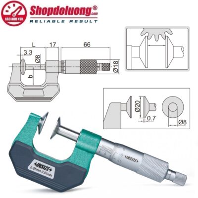 shopdoluong.com-PANME CƠ KHÍ ĐO BƯỚC RĂNG INSIZE 3294-100 (75~100mm/±0.01mm)