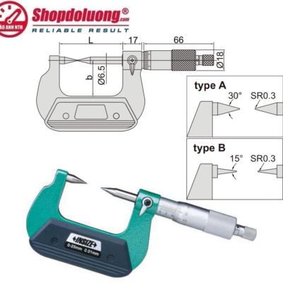 shopdoluong.com-PANME CƠ KHÍ ĐO ĐIỂM INSIZE 3230-25BA (0~25mm/0.01mm)