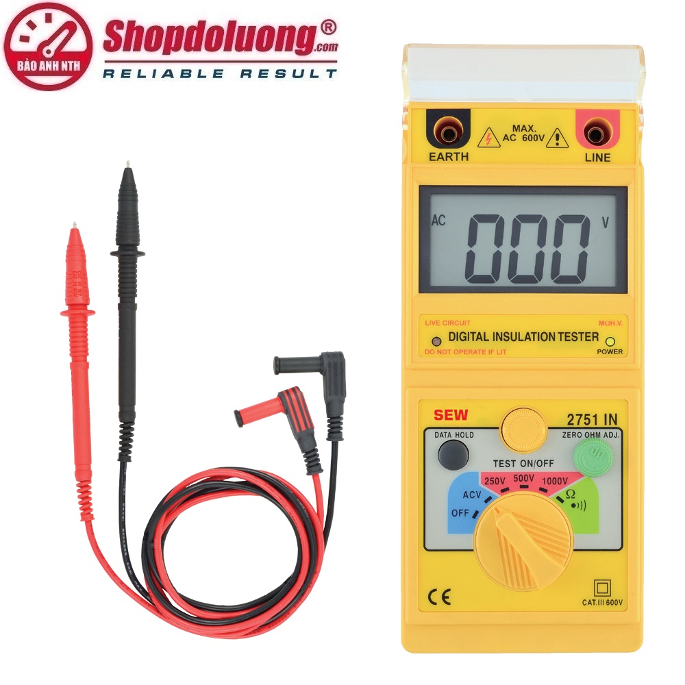 MÁY ĐO ĐIỆN TRỞ CÁCH ĐIỆN SEW 2751 IN (1kV/2000MΩ) 8 shopdoluong.com-MÁY ĐO ĐIỆN TRỞ CÁCH ĐIỆN SEW 2751 IN (1kV/2000MΩ)