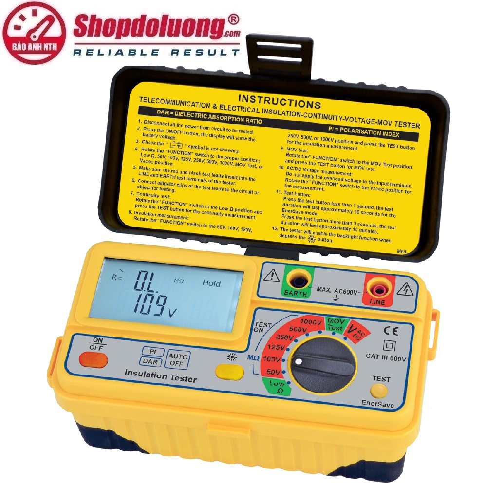 MÁY ĐO ĐIỆN TRỞ CÁCH ĐIỆN-LIÊN TỤC-ĐIỆN ÁP SEW 1165 IN (1kV/8GΩ) 8 shopdoluong.com-MÁY ĐO ĐIỆN TRỞ CÁCH ĐIỆN-LIÊN TỤC-ĐIỆN ÁP SEW 1165 IN (1kV/8GΩ)