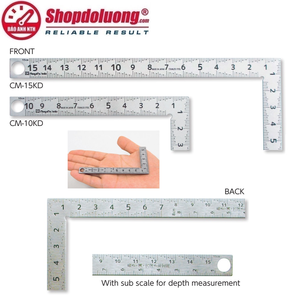 THƯỚC EKE VUÔNG VẠCH KAIDAN NIIGATA SEIKI CM-15KD (150x75mm) 8 shopdoluong.com-THƯỚC EKE VUÔNG VẠCH KAIDAN NIIGATA SEIKI CM-10KD (100x50mm)