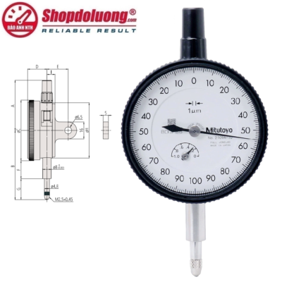 shopdoluong.com-ĐỒNG HỒ SO CƠ KHÍ MITUTOYO 2124A-10 (0-5mm/0.005mm)