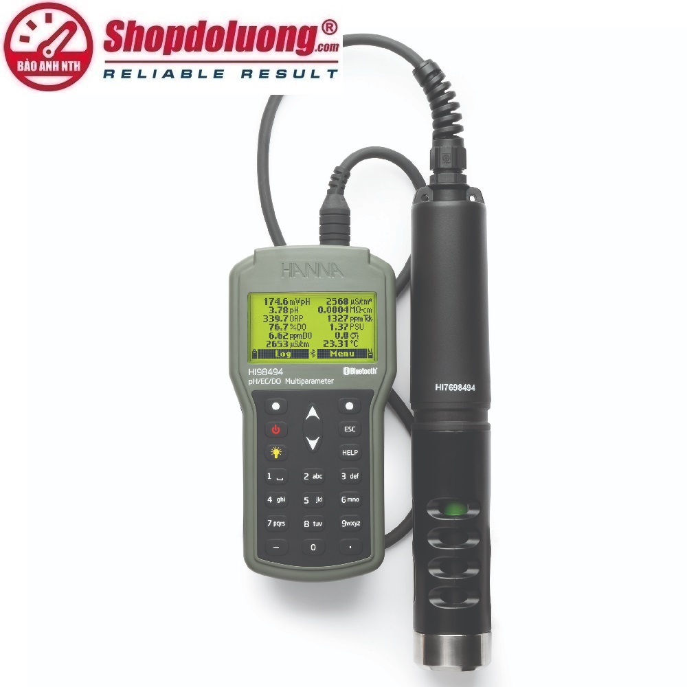 MÁY ĐO pH/ORP/ĐỘ DẪN/TDS/ĐỘ MẶN/DO/ÁP SUẤT/NHIỆT ĐỘ HANNA HI98494 (Kết nối Bluetooth) 10 shopdoluong.com-MÁY ĐO pH/ORP/ĐỘ DẪN/TDS/ĐỘ MẶN/DO/ÁP SUẤT/NHIỆT ĐỘ HANNA HI98494 (Kết nối Bluetooth)