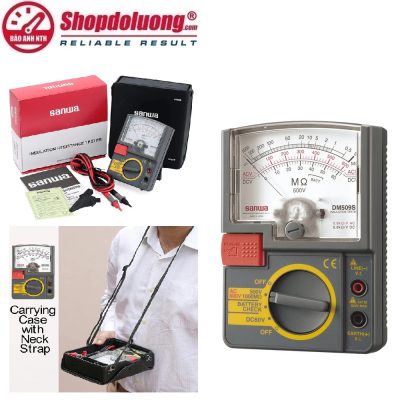 shopdoluong.com-ĐỒNG HỒ ĐO ĐIỆN TRỞ CÁCH ĐIỆN CHỈ THỊ KIM SANWA DM509S (500V/1000MΩ/±5%)