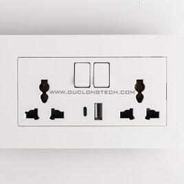 Ổ cắm điện âm tường có USB chuẩn chữ nhật size lớn DL F21-0066