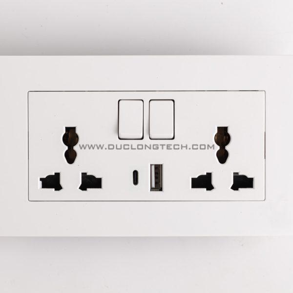 Ổ cắm điện âm tường có USB chuẩn chữ nhật size lớn DL F21-0066