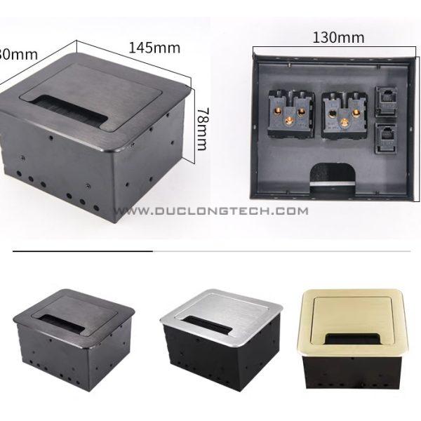 Hộp điện âm bàn 2 Power, 2 Lan hợp kim cao cấp DL L0206 10 L0206 4