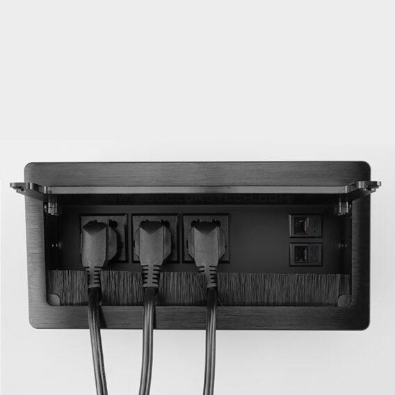 Hộp điện âm bàn 3 Power, 2 Lan hợp kim cao cấp DL L0216 8 duc long tech