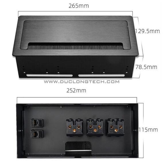 Hộp điện âm bàn 3 Power, 2 Lan hợp kim cao cấp DL L0216 9 duc long tech
