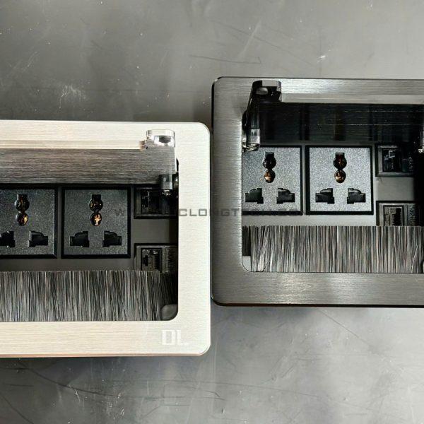 Hộp điện âm bàn 2 Power, 2 Lan hợp kim cao cấp DL L0206