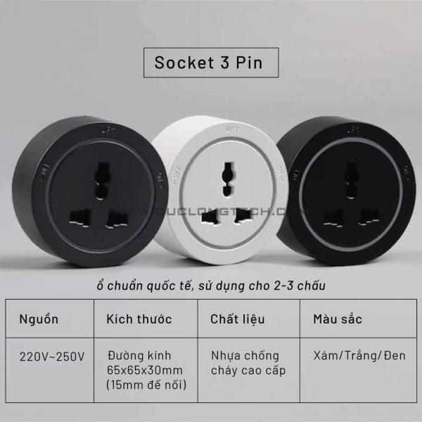 Ổ Cắm 3 Chấu Đa Năng Lắp Thanh Ray Mã R07