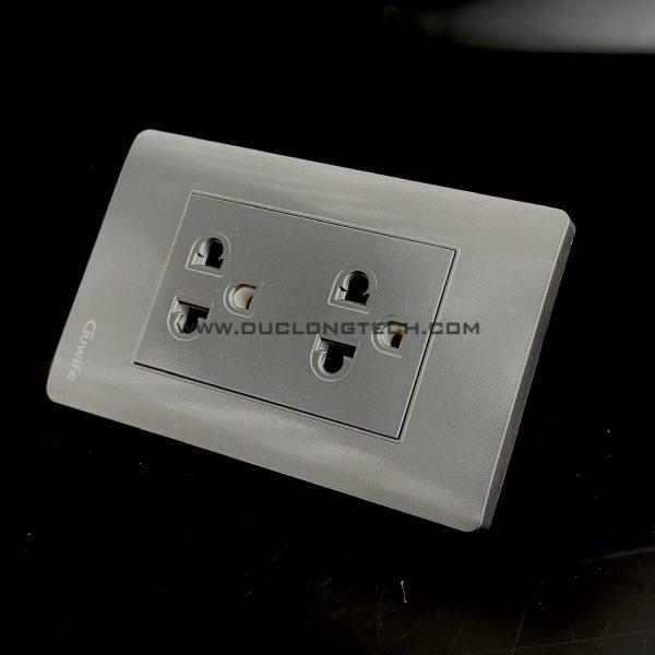 Ổ Cắm 3 Chấu Chuẩn Mỹ Mặt Nhựa Màu Xám A2G