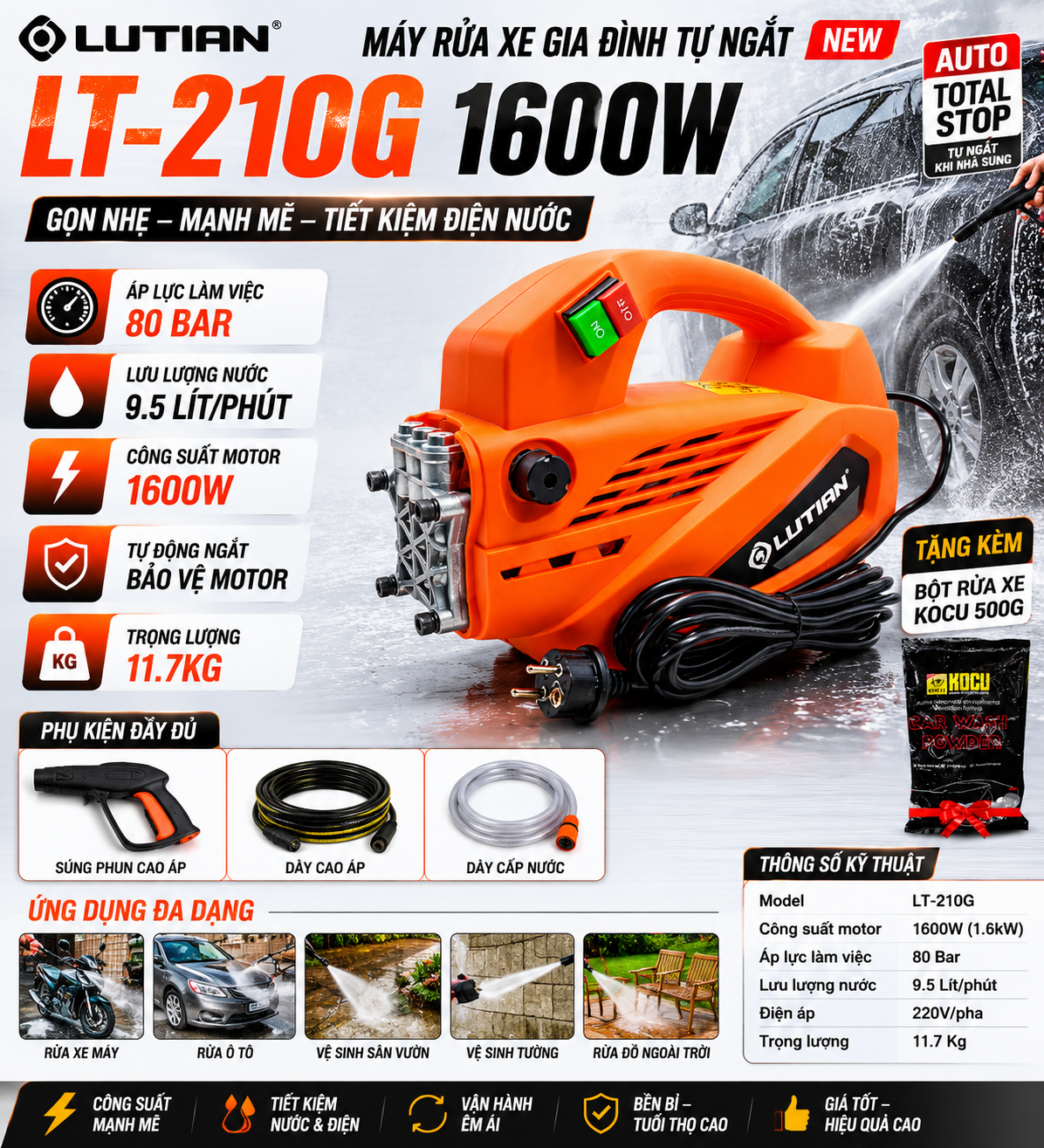 may rua xe gia dinh tu ngat lutian lt210g 1600w