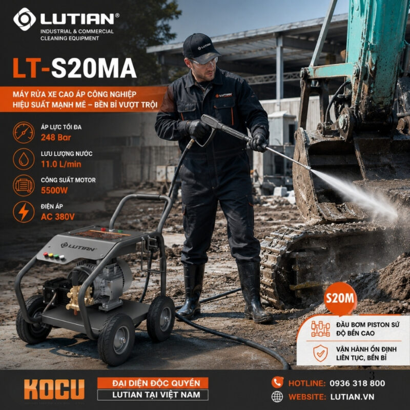Máy Rửa Xe Công Nghiệp Lutian LT-S20MA 5.5KW 380V | 3600PSI Lutian Chính Hãng 4 may rua xe cong nghiep lutian lt s20ma 5 5kw 380v