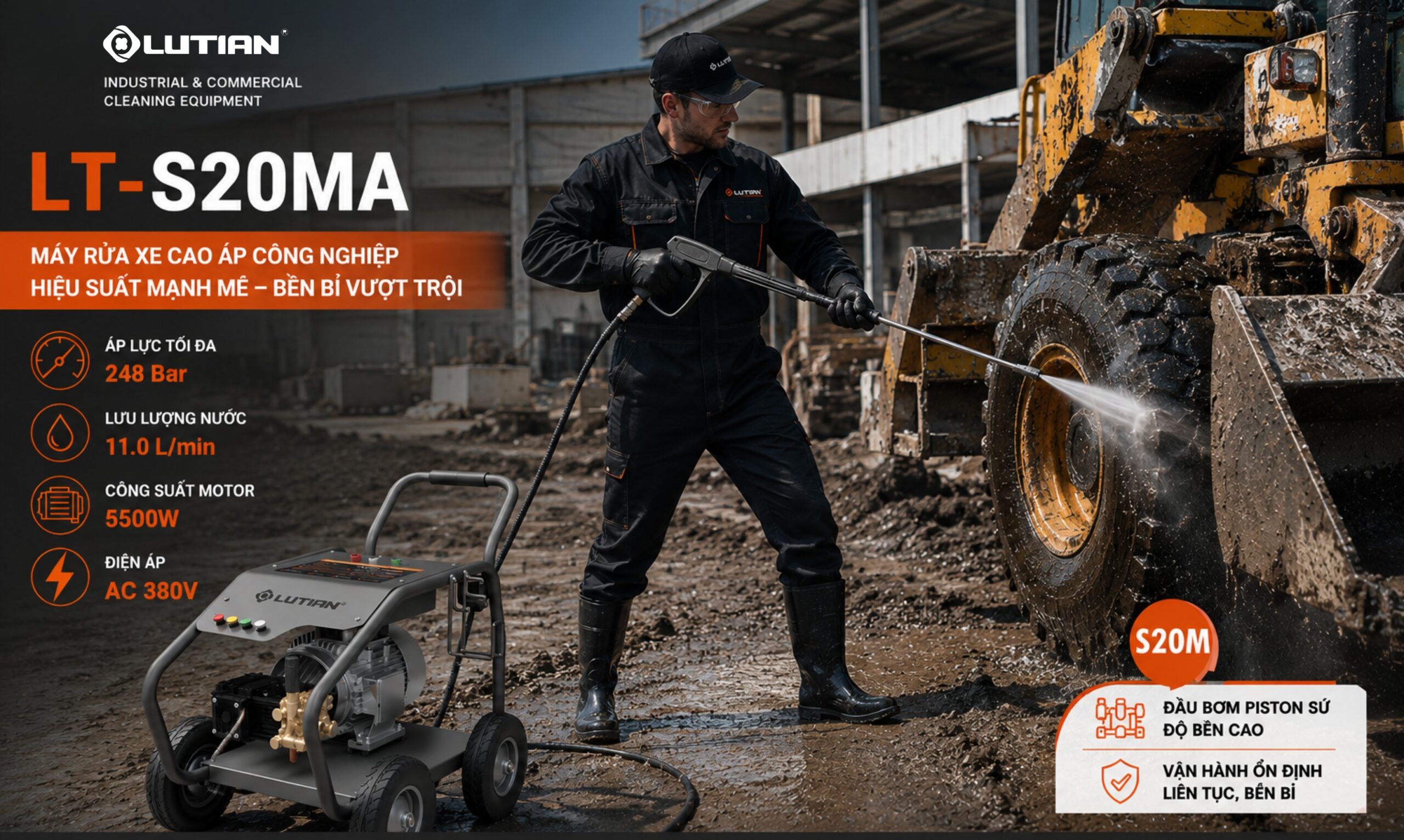 Máy Rửa Xe Công Nghiệp Lutian LT-S20MA 5.5KW 380V | 3600PSI Lutian Chính Hãng 5 may rua xe cong nghiep lutian lt s20ma 5 5kw 380v.6 scaled
