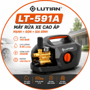 Máy Rửa Xe Lutian LT-591A 2500W 150 Bar – Máy Xịt Rửa Cao Áp Gia Đình Cao Cấp Cho Xe Máy, Ô Tô Và Sân Vườn