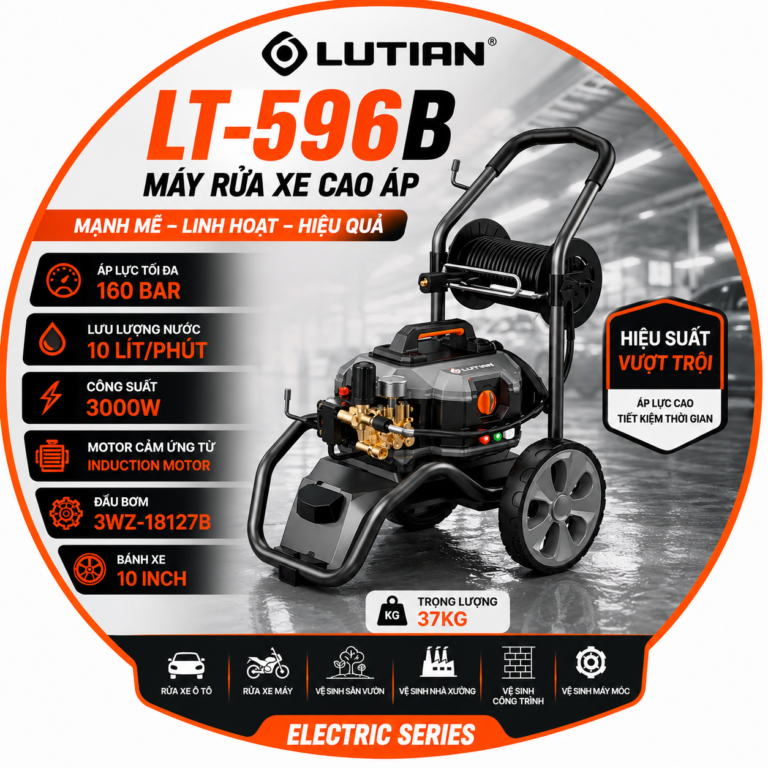 Máy Rửa Xe LUTIAN LT-596B 3000W 160 Bar – Máy Xịt Rửa Cao Áp Bán Chuyên Nghiệp Cho Gara Ô Tô