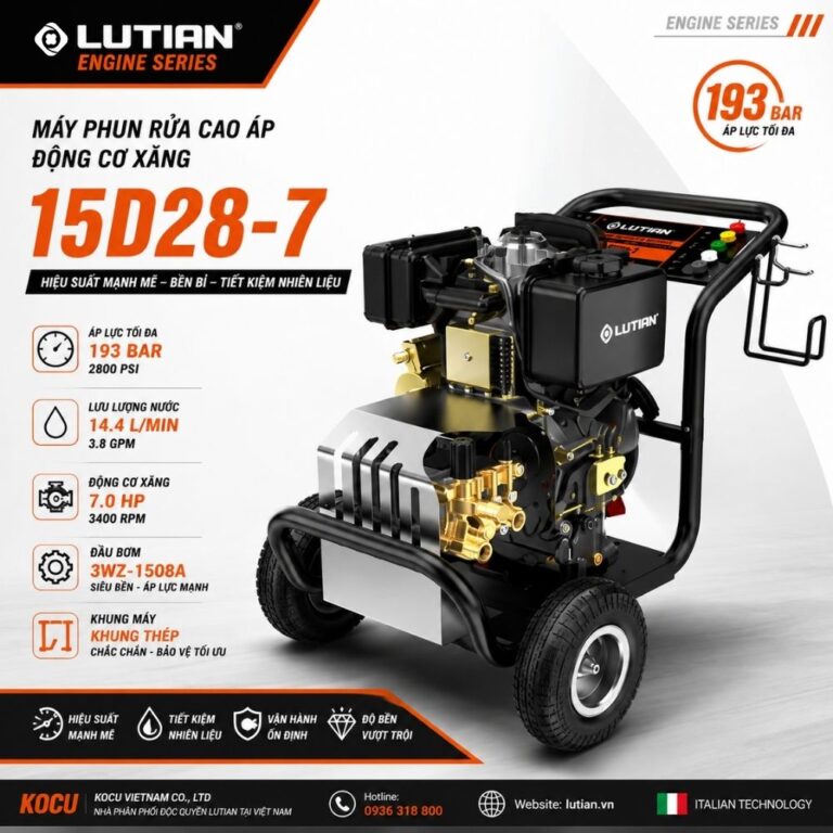 Máy Phun Rửa Cao Áp Chạy Xăng Lutian 15D28-7 (7.0HP / 193Bar) Chính Hãng