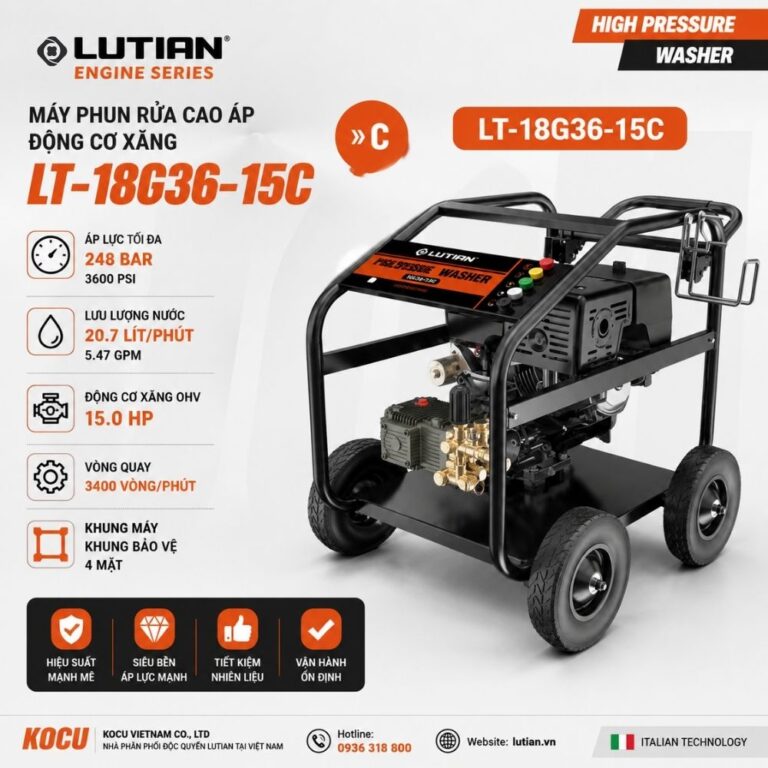 Máy Phun Rửa Cao Áp Chạy Xăng Lutian LT-18G36-15C (15HP / 248Bar) Chính Hãng