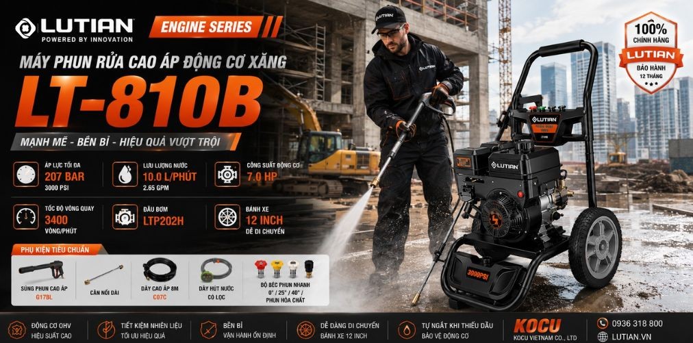 may phun rua cao ap chay xang lutian lt 810b 7 0hp 207bar