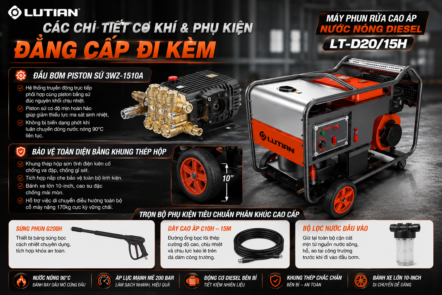 may phun rua cao ap nuoc nong diesel lutian lt d20 15h.8