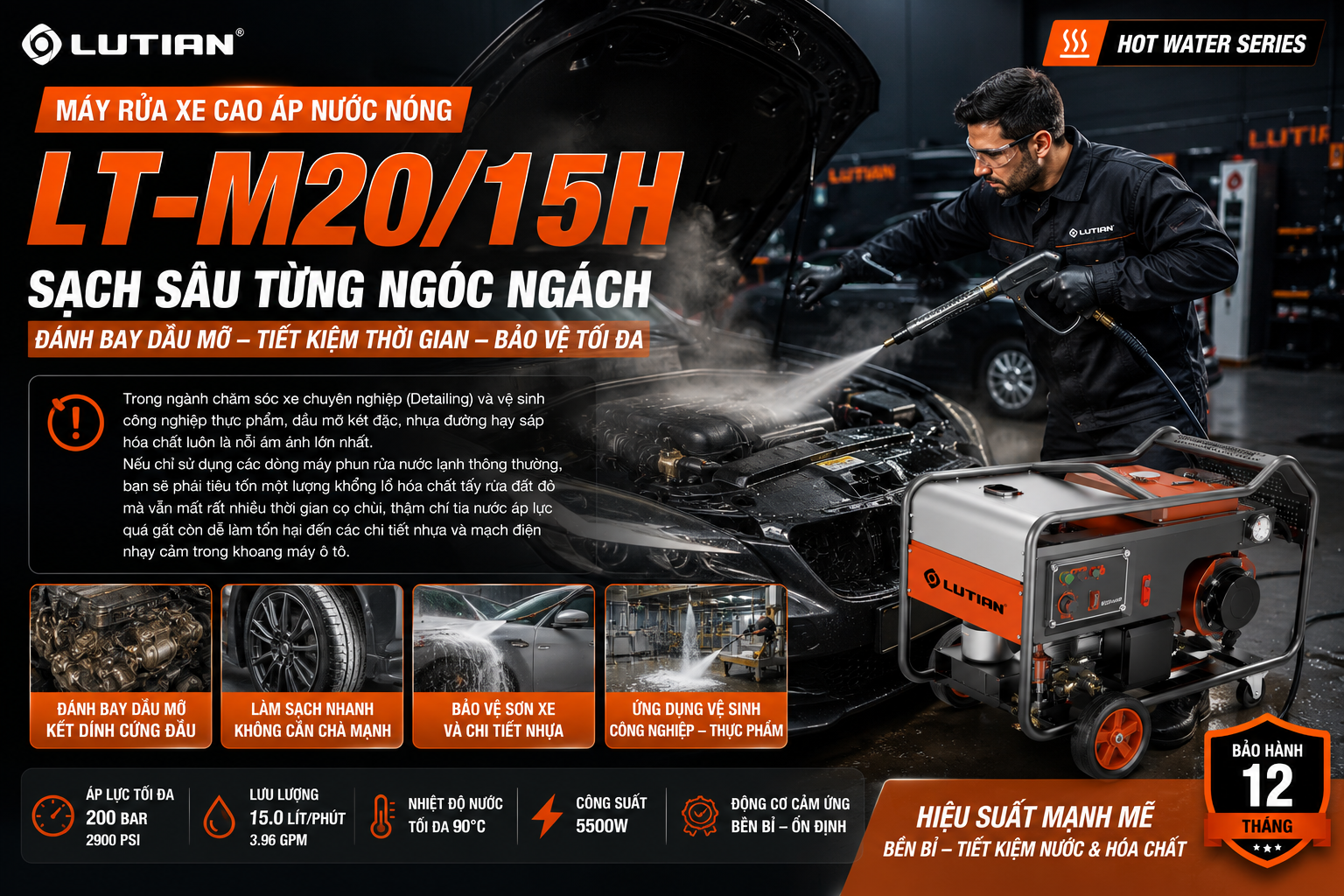 Máy Phun Rửa Cao Áp Nước Nóng LUTIAN LT-M20/15H 380V | Đỉnh Cao Tẩy Mỡ & Chăm Sóc Xe Detailing 4 may phun rua cao ap nuoc nong lutian lt m20 15h.1