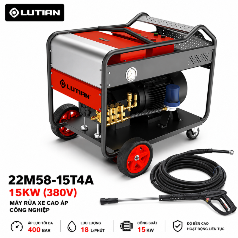 MMáy Rửa Xe Cao Áp Siêu Cao Áp LUTIAN 22M58-15T4A 15KW – Sức Mạnh Công Nghiệp Đỉnh Cao 400 Bar